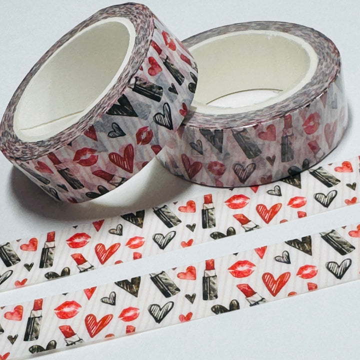 LIPSTICK ON HIS COLLAR Valentine Washi Tape ~ 1 Roll ~ 15mm x 10m (33 Feet)