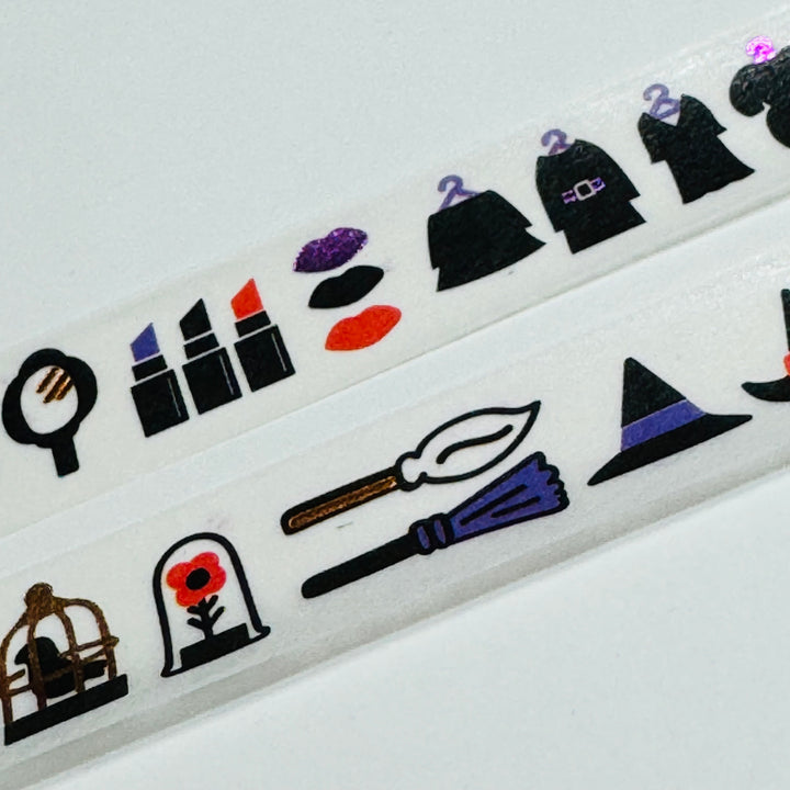 HALLOWEEN GLAMOUR WITCH Foiled Saien Masking Washi Tape ~ 1 Roll ~ 15mm x 5m (Feet)
