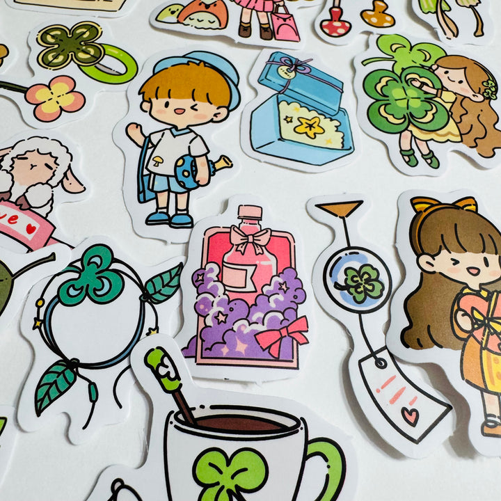 CUTE CARTOON GIRL PLAYTIME PVC Peelable Stickers  ~ 80 Pieces ~ 10-40mm Each