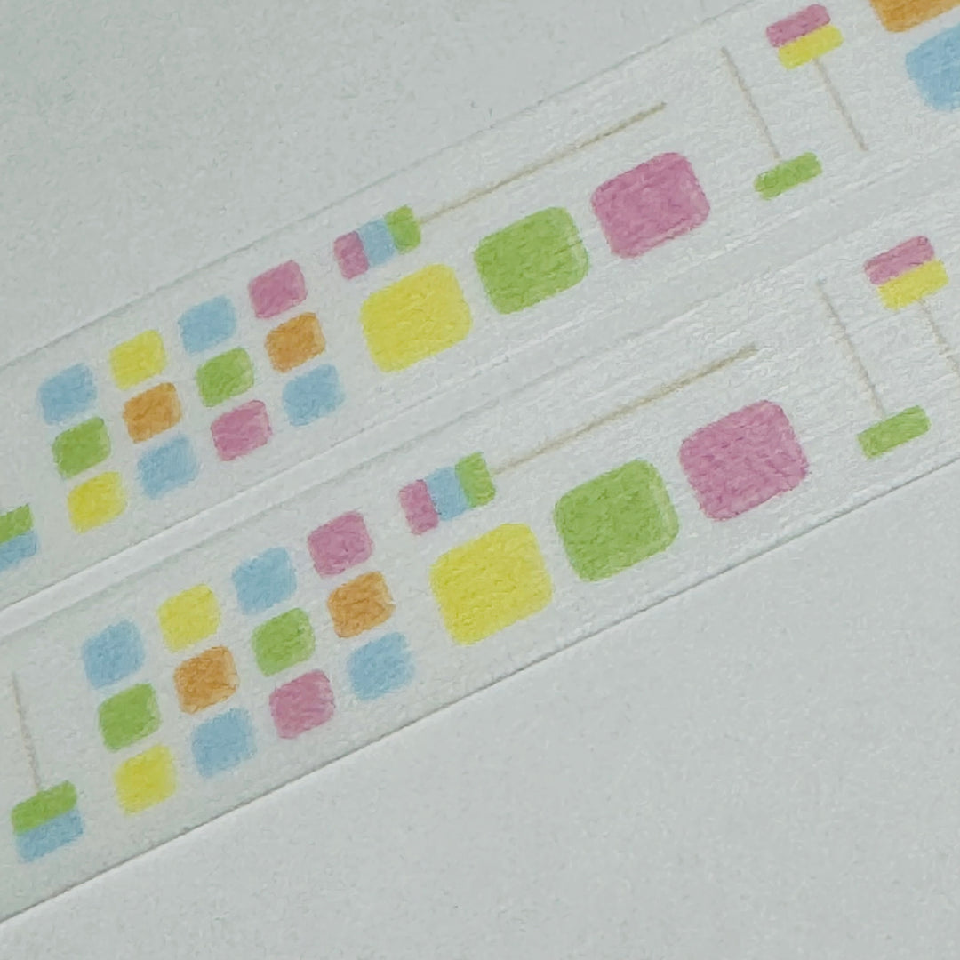 PASTEL BLOCKS MOCHI SAKURANBO DAGASHI - Penny Candy - MT Washi Tape - 1 Roll - 15mm x 3m (10 Feet)