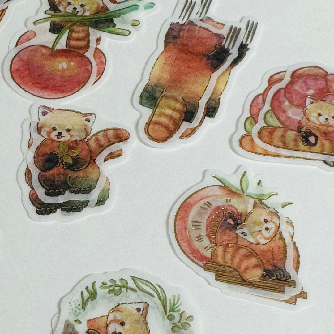 RAMBUNCTIOUS RED PANDAS Gold Foil World Craft Sticker Flakes ~ 30 Pieces ~ 10 Designs (3 Each Design)