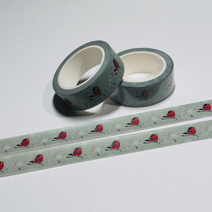 WINTER RED SNOW BIRDS In FLURRIES Washi Tape ~ 1 Roll ~ 15mm x 10m (33 Feet)