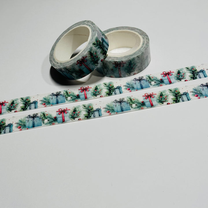 WATERCOLOR WRAPPED HOLIDAY PRESENTS Washi Tape ~ 1 Roll ~ 15mm x 10m (33 Feet)