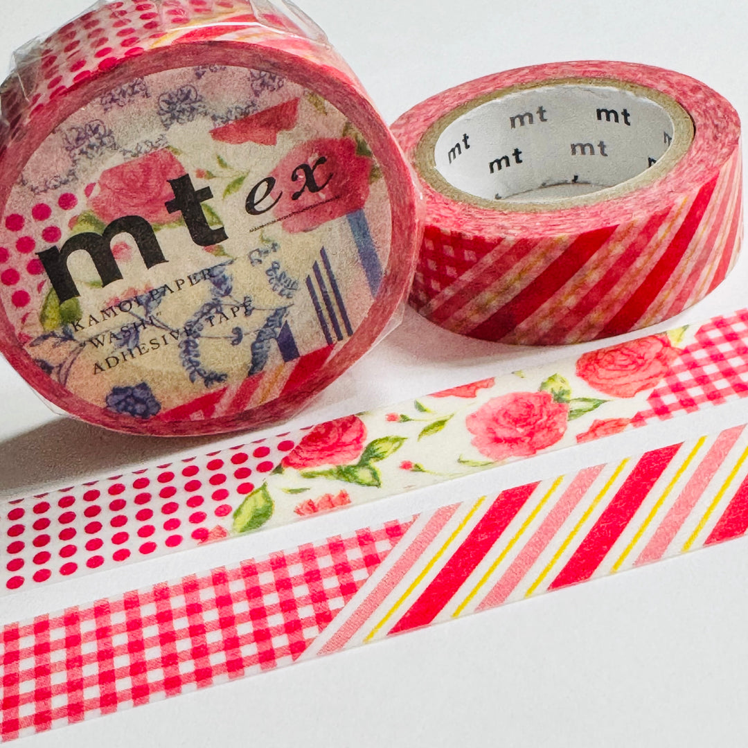 DENIM RED JEANS Flowers Mt Washi Tape - 1 Roll - 15mm x 10m (33 Feet)