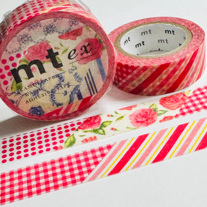 DENIM RED JEANS Flowers Mt Washi Tape - 1 Roll - 15mm x 10m (33 Feet)