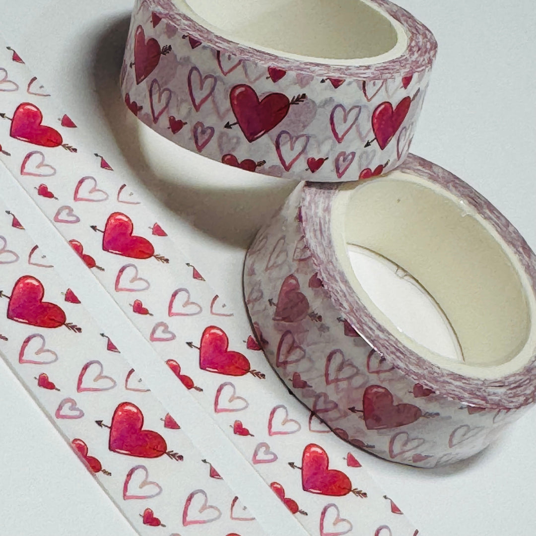 ARROW STRAIGHT THROUGH THE HEART Valentine Washi Tape ~ 1 Roll ~ 15mm x 10m (33 Feet)