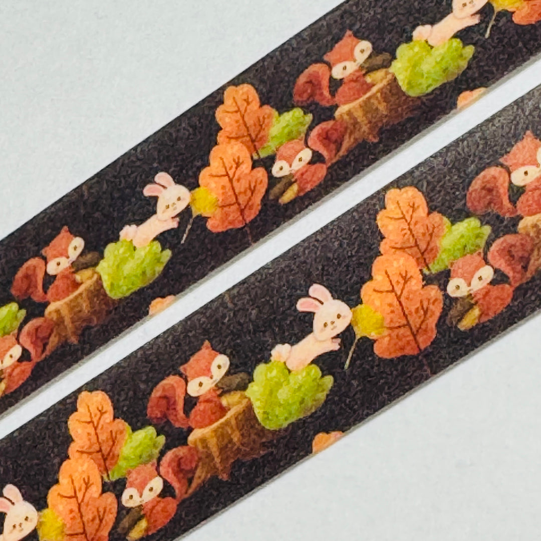 SQUIRRELS & RABBITS AUTUMN PLAYGROUND Washi Tape ~ 1 Roll ~ 15mm x 10m (33 Feet)