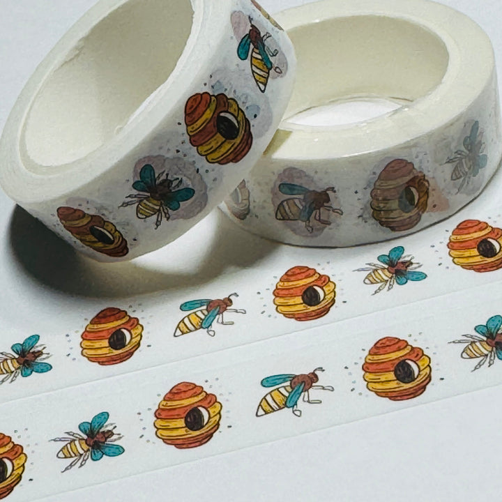 LOOKING OUT FOR MY HIVE Honey Bee Washi Tape - 1 Roll - 15mm x 10m (33 Feet)