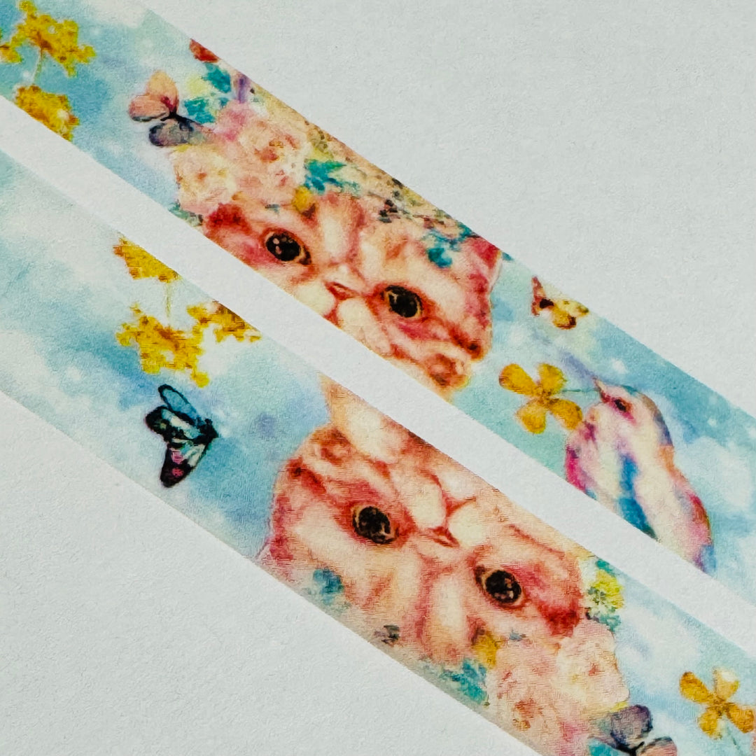 BIRDS TEASING The CATS Japanese Kitten Washi Tape ~ 1 Roll ~ 15mm x 5m (16 Feet)