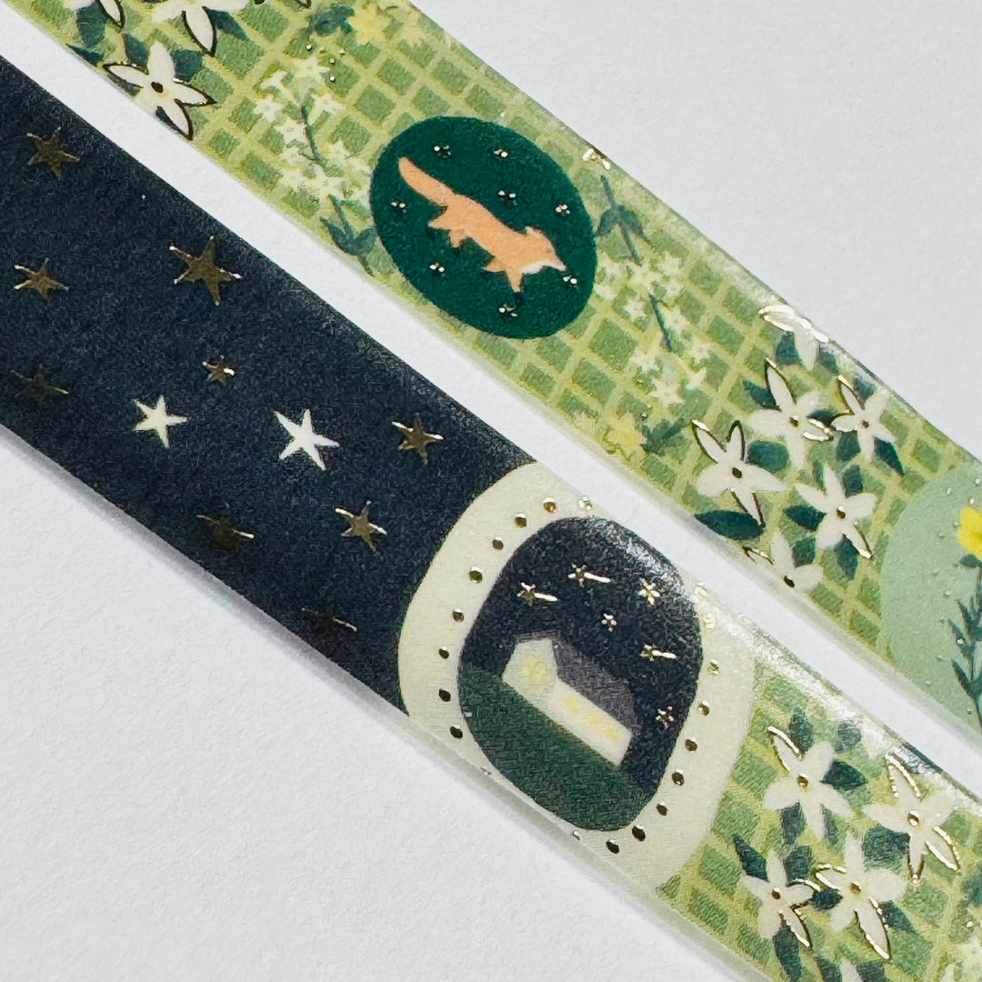 FOXY FOREST FRIENDS With Gold Foil World Craft Washi Tape ~ 1 Roll ~ 15mm x 5m (16 Feet)