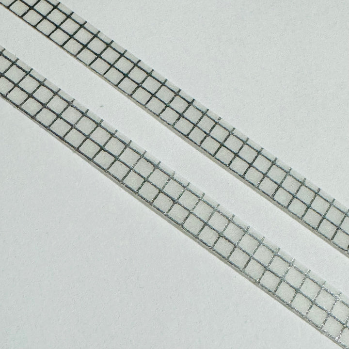 EXQUISITE SILVER GRID Foil World Craft Skinny Washi Tape ~ 1 Roll ~ 5mm x 5m (16 Feet)