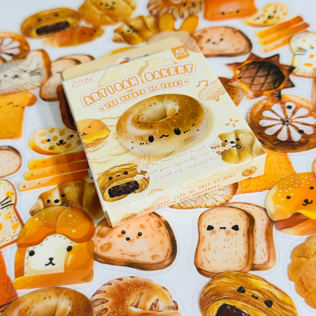 ARTISAN WARM BAKING Bread Transparent Peelable Stickers  ~ 40 Pieces ~ 30x40mm Each