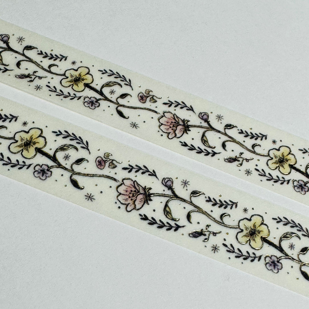 DAISY GARLAND Flower Girl Gold Foil Washi Tape Designed By BGM ~ 1 Roll ~ 15mm x 5m (16 Feet)
