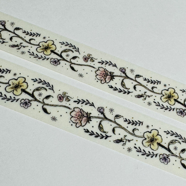 DAISY GARLAND Flower Girl Gold Foil Washi Tape Designed By BGM ~ 1 Roll ~ 15mm x 5m (16 Feet)