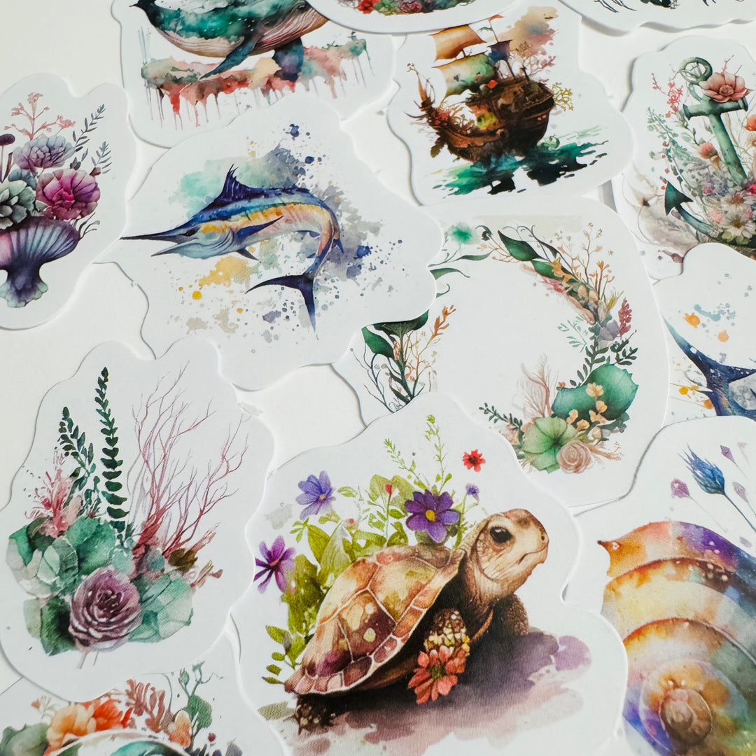 SOUND Of The SEA OCEANIC Peelable Stickers  ~ 46 Pieces ~ Each Sticker is 38mm