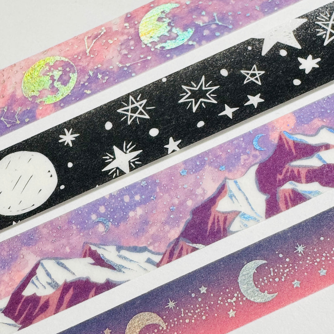 CELESTIAL LUNAR MAGIC Favorites Washi Tape Bundle ~ 4 Rolls ~ 10mm/15mm x 10m (23/33 Feet)