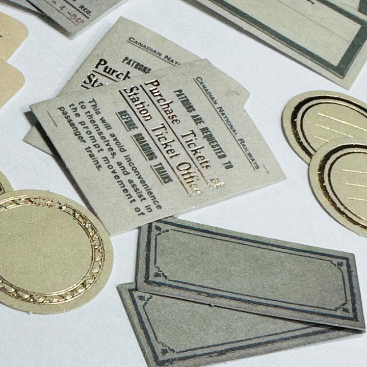 TICKET EPHEMERA JOURNALING Gold Foil Label Stickers Pack ~ 30 Stickers ~ Approximately 45mm