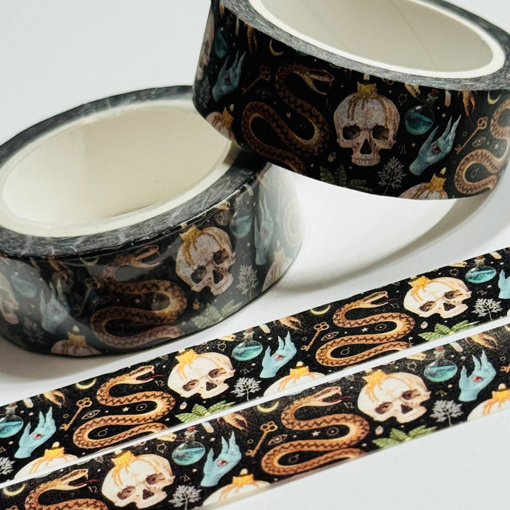 SERPENTS And SKULLS Halloween Washi Tape ~ 1 Roll ~ 15mm x 10m (33 Feet)