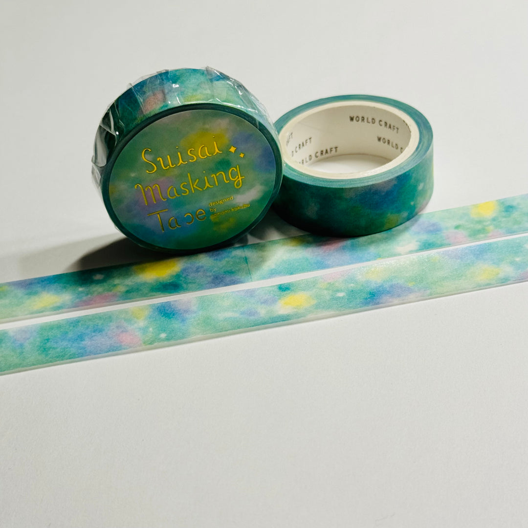 WATERCOLOR BLUE GALAXY Sky World Craft Washi Tape ~ 1 Roll ~ 15mm x 7m (23 Feet)