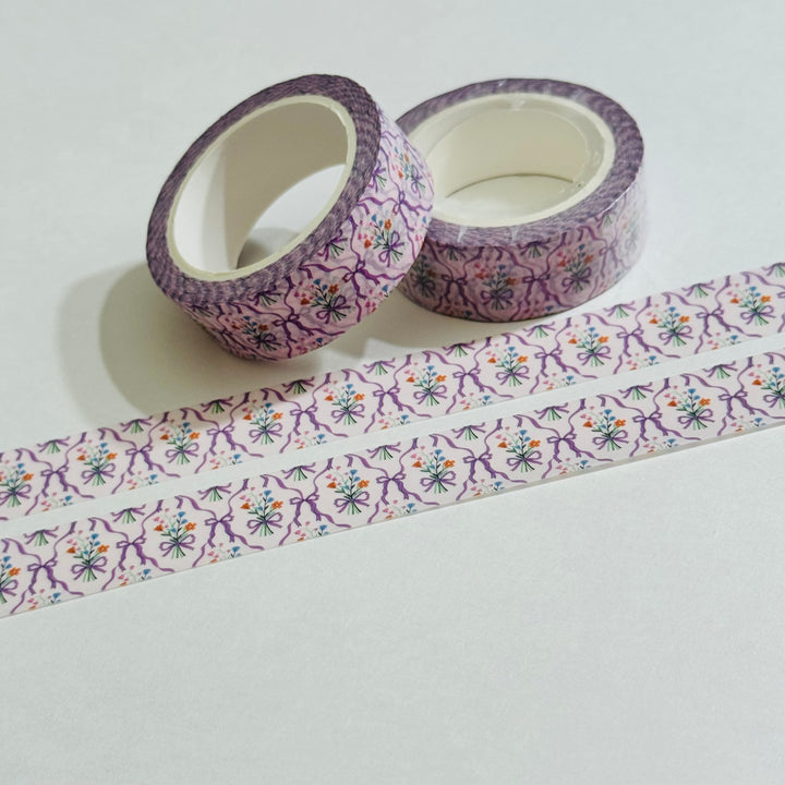 PURPLE LAVENDER FLORAL Bouquet Washi Tape - 1 Roll - 15mm x 10m (33 Feet)