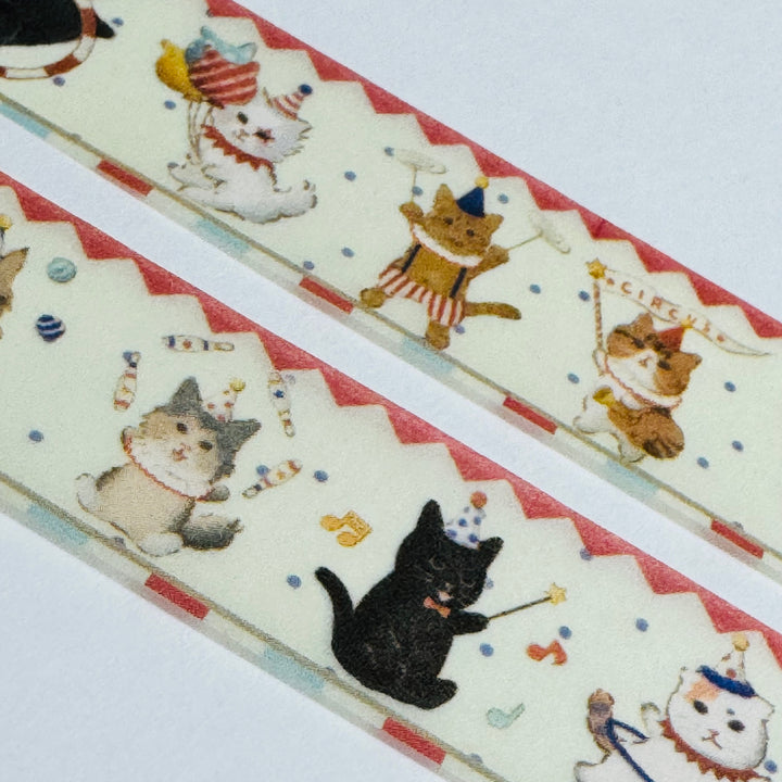 The CIRCUS KITTENS Are In Town Japanese Cat Washi Tape ~ 1 Roll ~ 20mm x 5m (16 Feet)