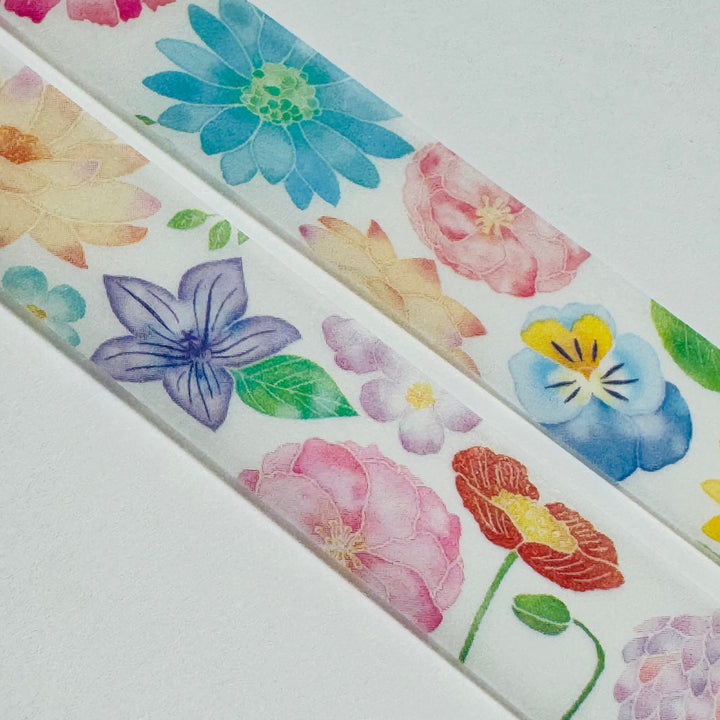 PERKY PASTEL FLOWERS Floral World Craft Washi Tape ~ 1 Roll ~ 15mm x 7m (23 Feet)