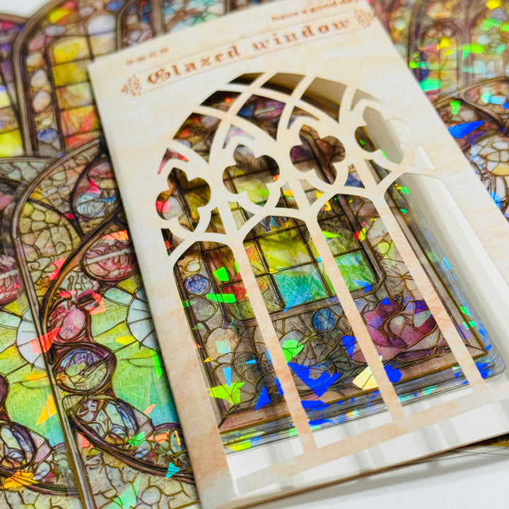 CATHEDRAL GILDED FLOWERS STAINED Glass Windows Gold Foil Peelable Stickers ~ 10 Large Stickers ~ 60-120mm