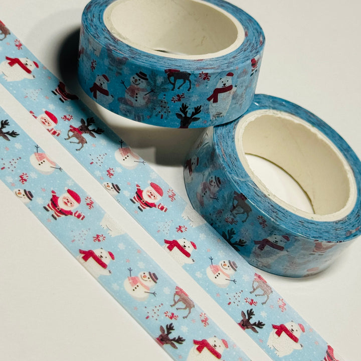 REINDEERS, SNOWMEN & SANTA Washi Tape ~ 1 Roll ~ 15mm x 10m (33 Feet)