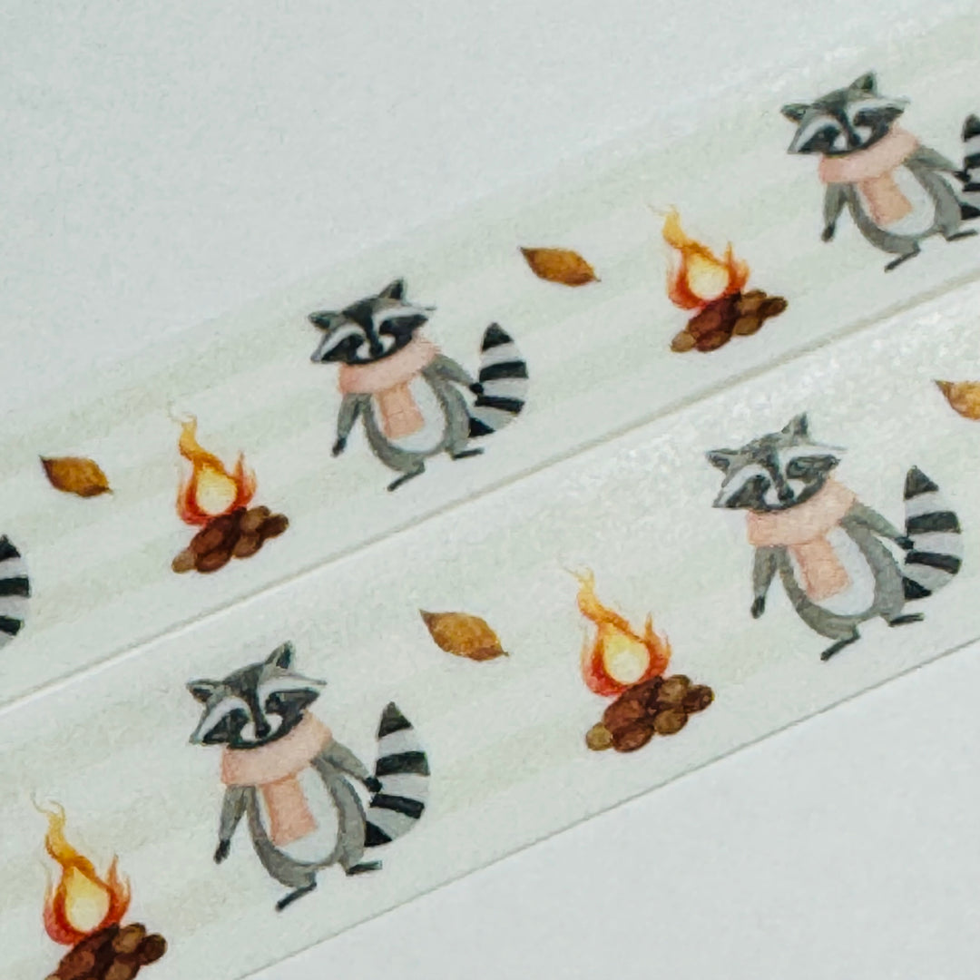 RACCOON BRAVING THE COLD WEATHER Washi Tape ~ 1 Roll ~ 15mm x 10m (33 Feet)