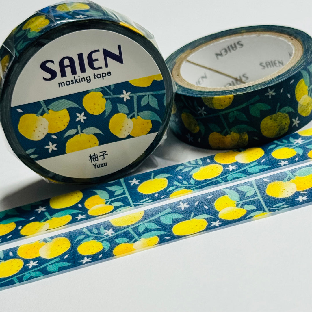 AROMATIC EAST ASIAN YUZU Saien Masking Washi Tape ~ 1 Roll ~ 15mm x 7m (23 Feet)