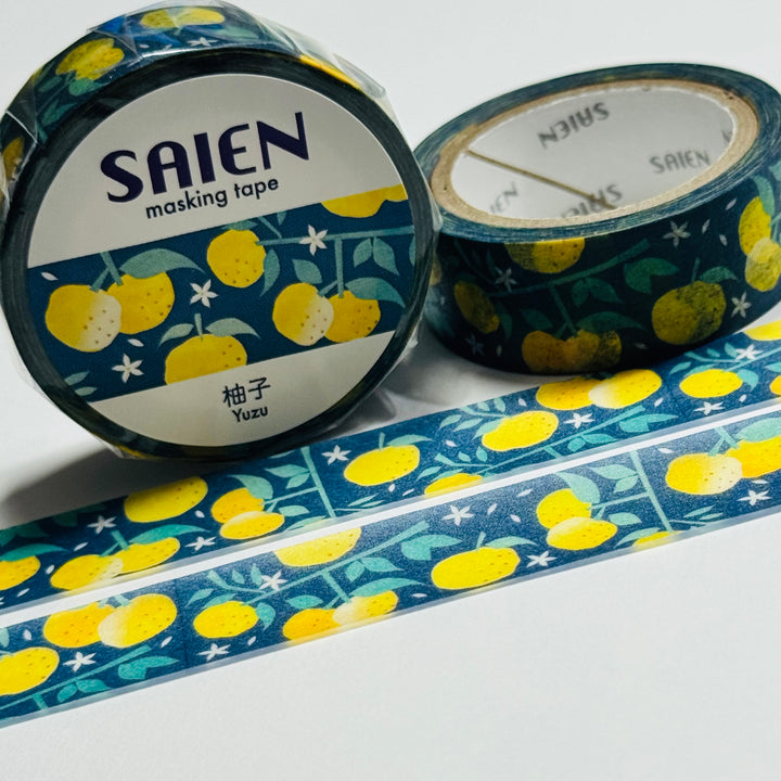 AROMATIC EAST ASIAN YUZU Saien Masking Washi Tape ~ 1 Roll ~ 15mm x 7m (23 Feet)