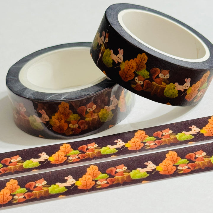 SQUIRRELS & RABBITS AUTUMN PLAYGROUND Washi Tape ~ 1 Roll ~ 15mm x 10m (33 Feet)