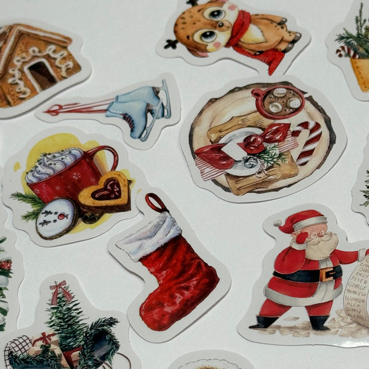 WARM & COZY CHRISTMAS Peelable Stickers  ~ 46 Pieces ~ Approximately 38mm