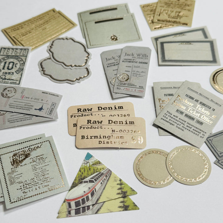 TICKET EPHEMERA JOURNALING Gold Foil Label Stickers Pack ~ 30 Stickers ~ Approximately 45mm