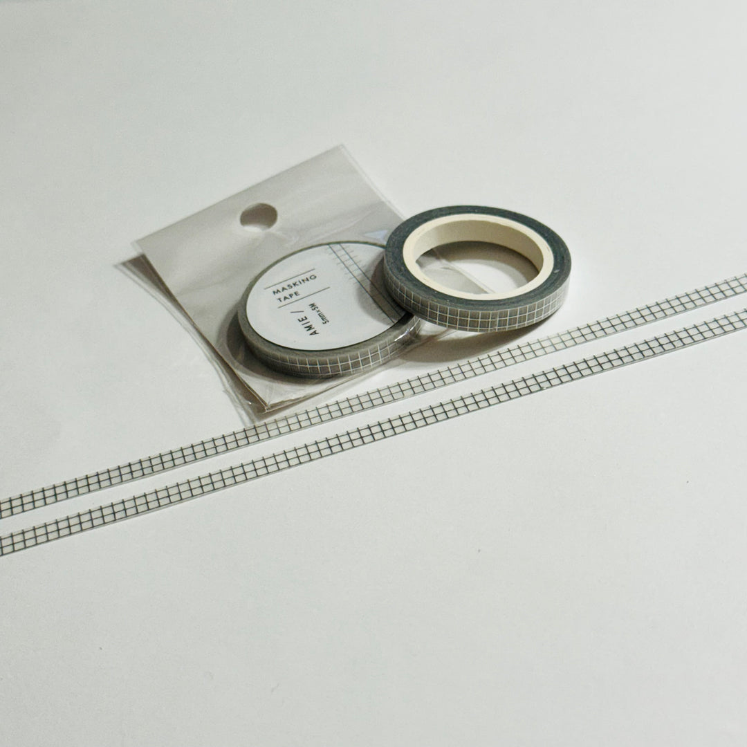 EXQUISITE SILVER GRID Foil World Craft Skinny Washi Tape ~ 1 Roll ~ 5mm x 5m (16 Feet)