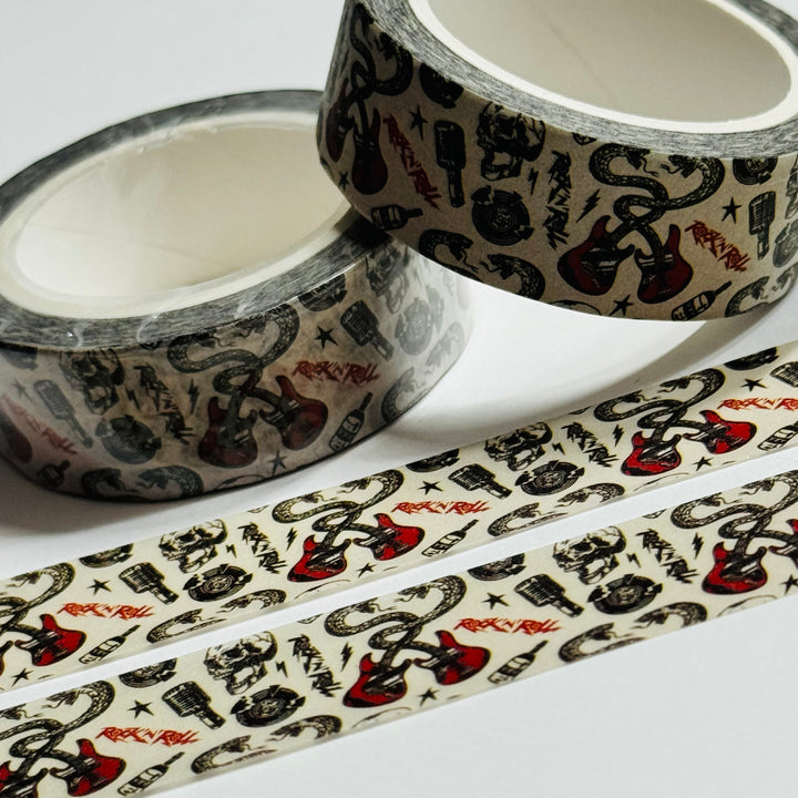 ROCK & ROLL LIFE On The ROAD Washi Tape ~ 1 Roll ~ 15mm x 10m (33 Feet)