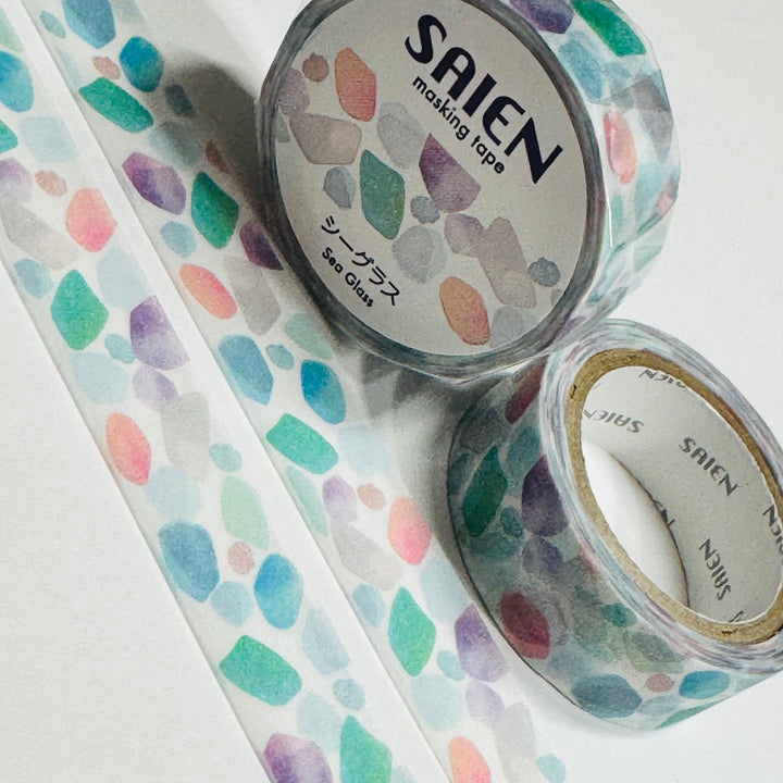 COLLECTION SEA GLASS On The Seashore Saien Masking Washi Tape ~ 1 Roll ~ 15mm x 7m (23 Feet)