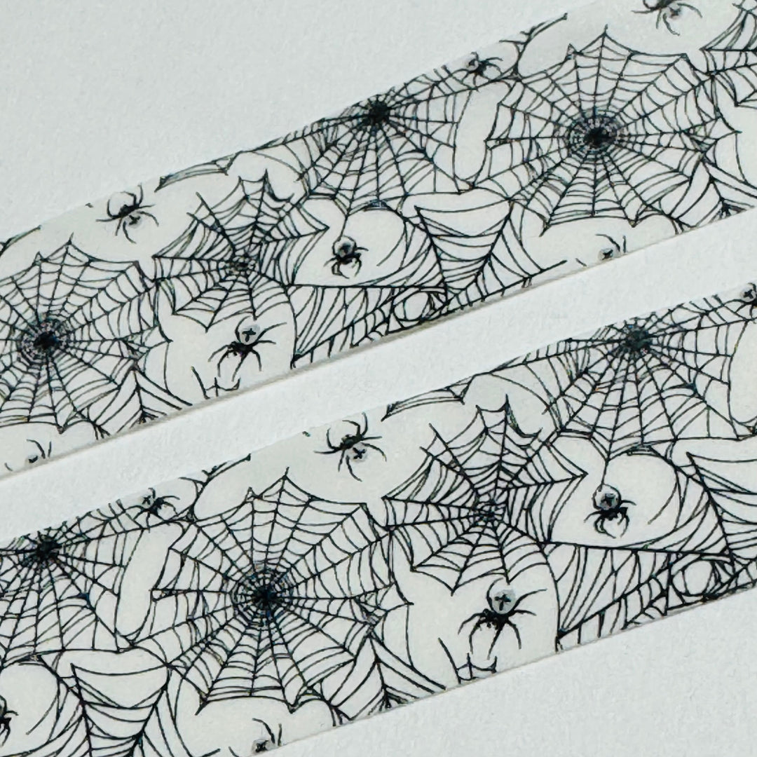 CLASSIC BLACK & WHITE SPIDER WEB Halloween Washi Tape ~ 1 Roll ~ 15mm x 10m (33 Feet)