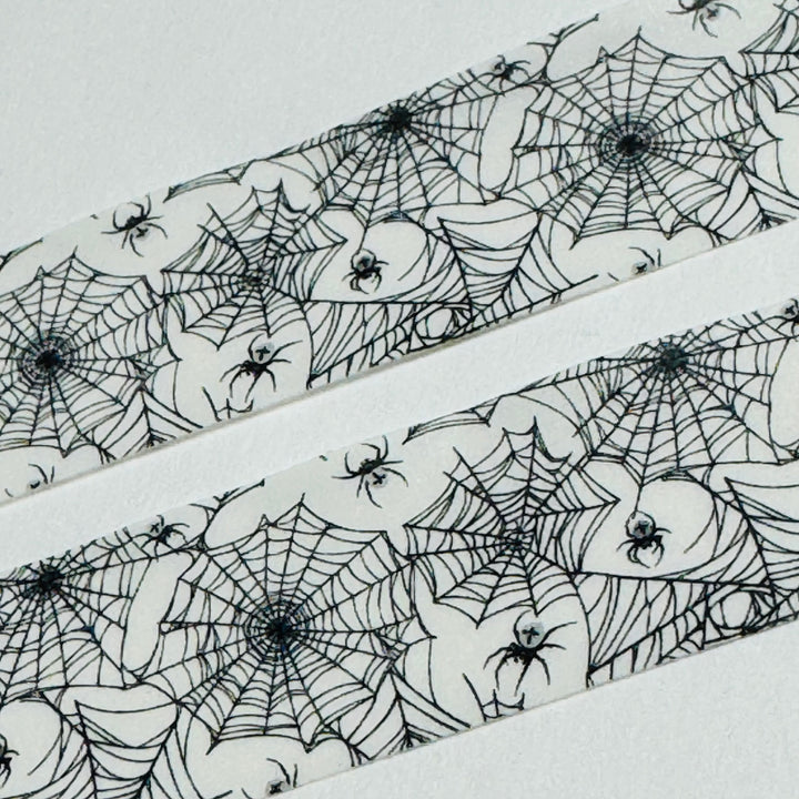CLASSIC BLACK & WHITE SPIDER WEB Halloween Washi Tape ~ 1 Roll ~ 15mm x 10m (33 Feet)