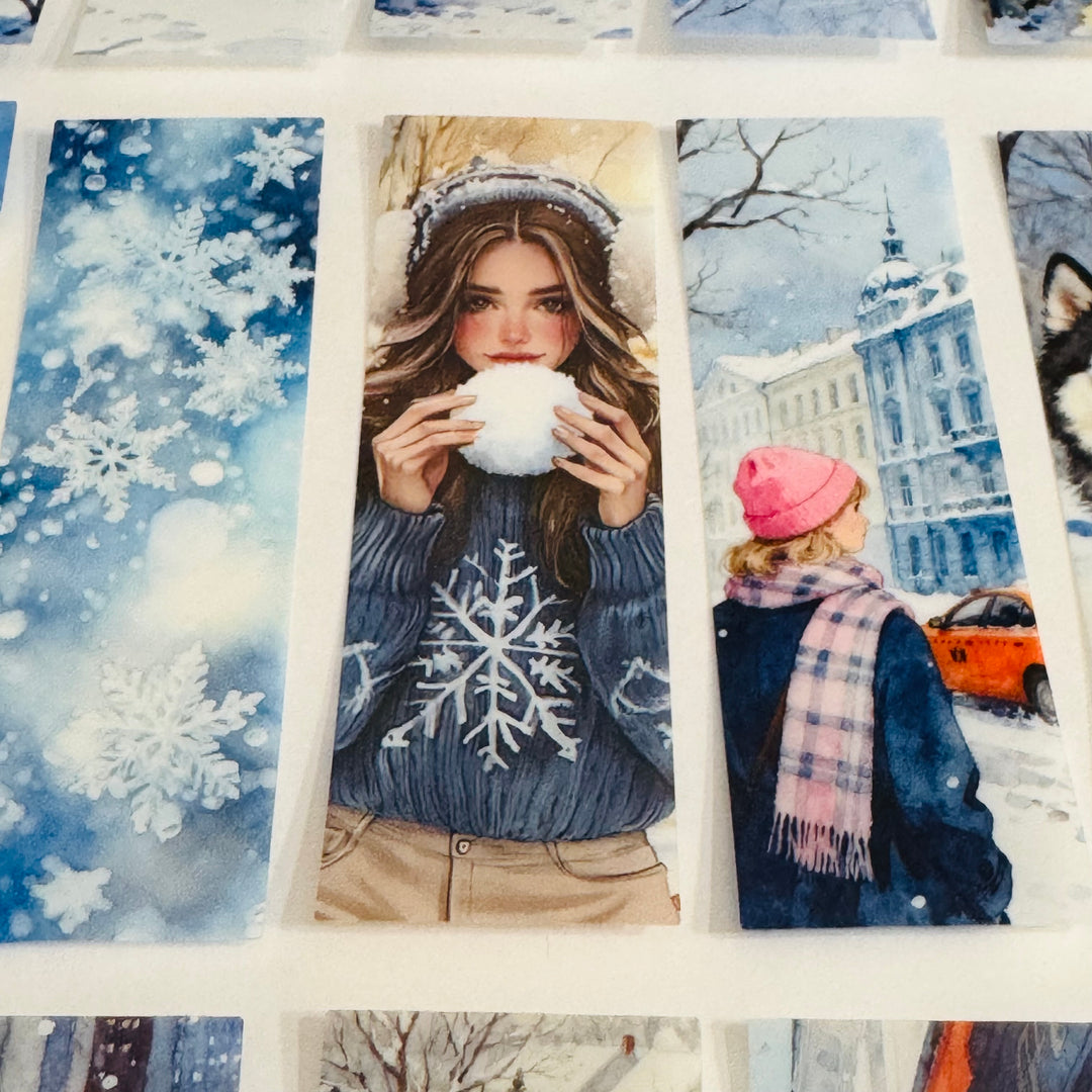 WINTER FUN GIRL In The City Ephemera Sticker Pack ~ 25 Pieces ~ 30mm x 95mm