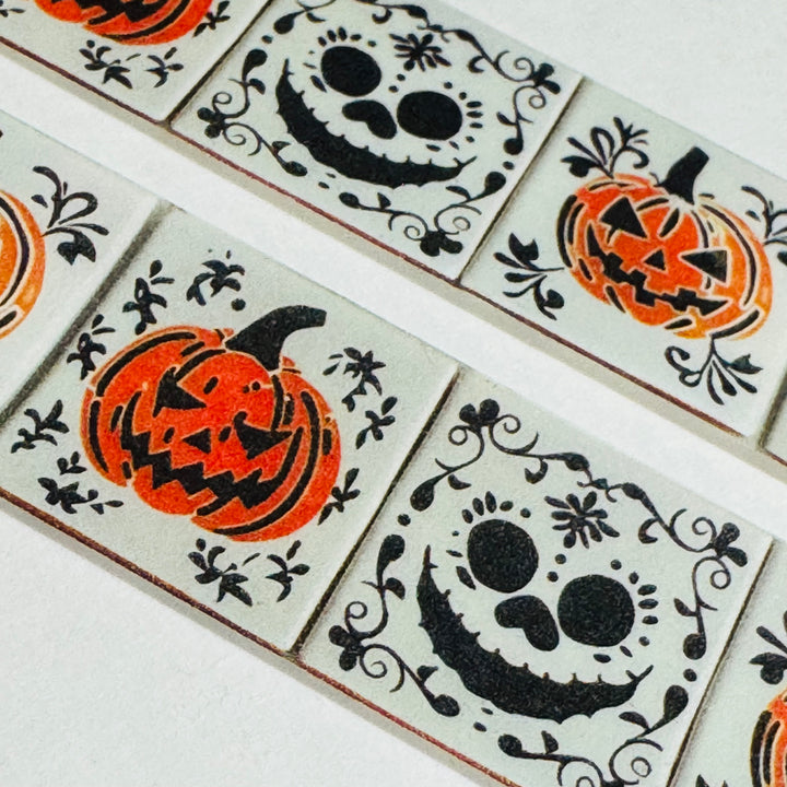 STENCILED HALLOWEEN WHITEWASHED Tiles Amanda Mischell Washi Tape ~ 1 Roll ~ 18mm x 10m (33 Feet)