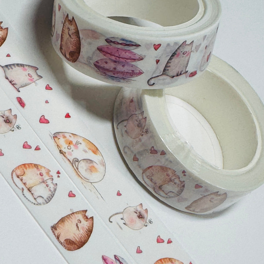 KITTY CATS In LOVE Valentine Washi Tape - 1 Roll - 15mm x 10m (33 Feet)