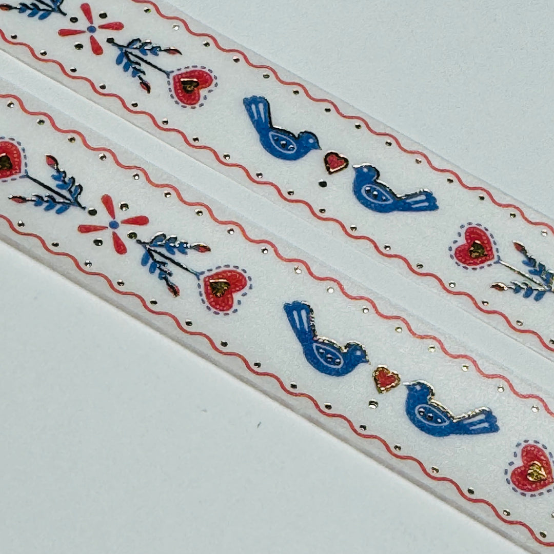 FOLK ART DUTCH EMBROIDERY In Gold Foil Washi Tape Designed By BGM ~ 1 Roll ~ 1mm x 5m (16 Feet)