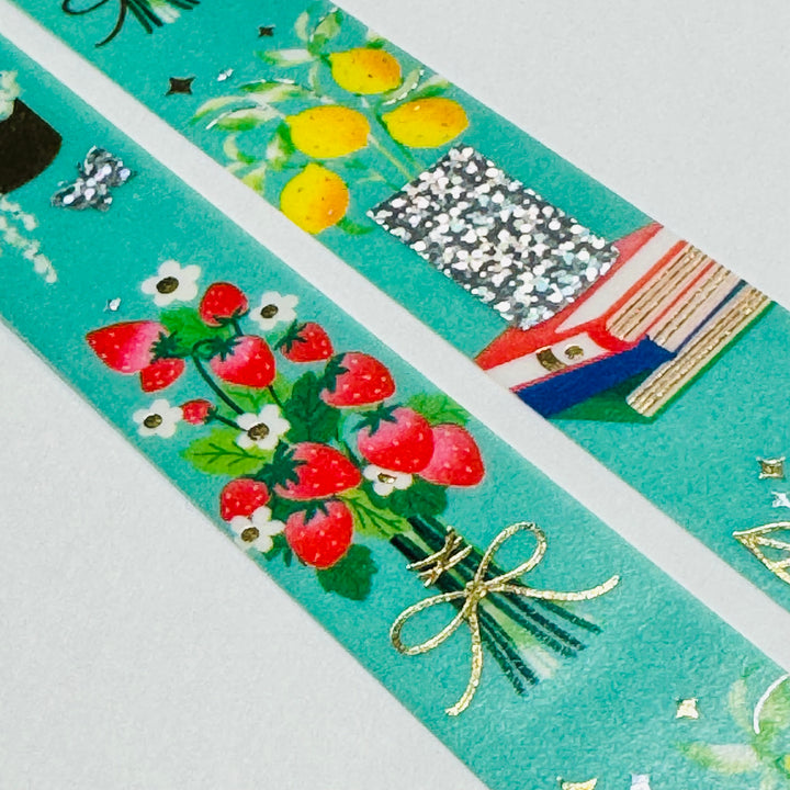 THE PERFECT BOUQUET Gold Accent Flowers World Craft Washi Tape ~ 1 Roll ~ 15mm x 5m (16 Feet)