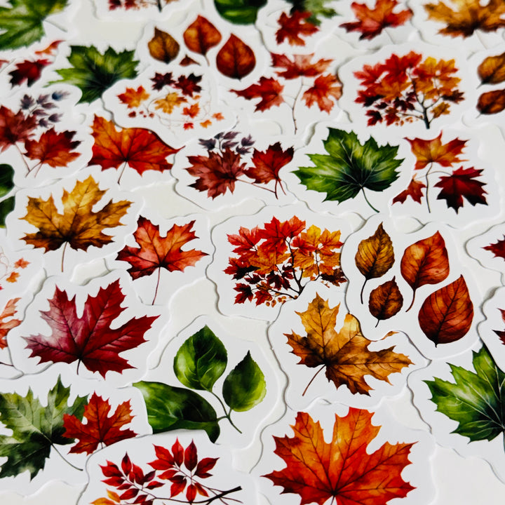 AUTUMN LETTER LEAF (LEAVES) Peelable Stickers  ~ 45 Pieces ~ Each Sticker is Approximately 38mm