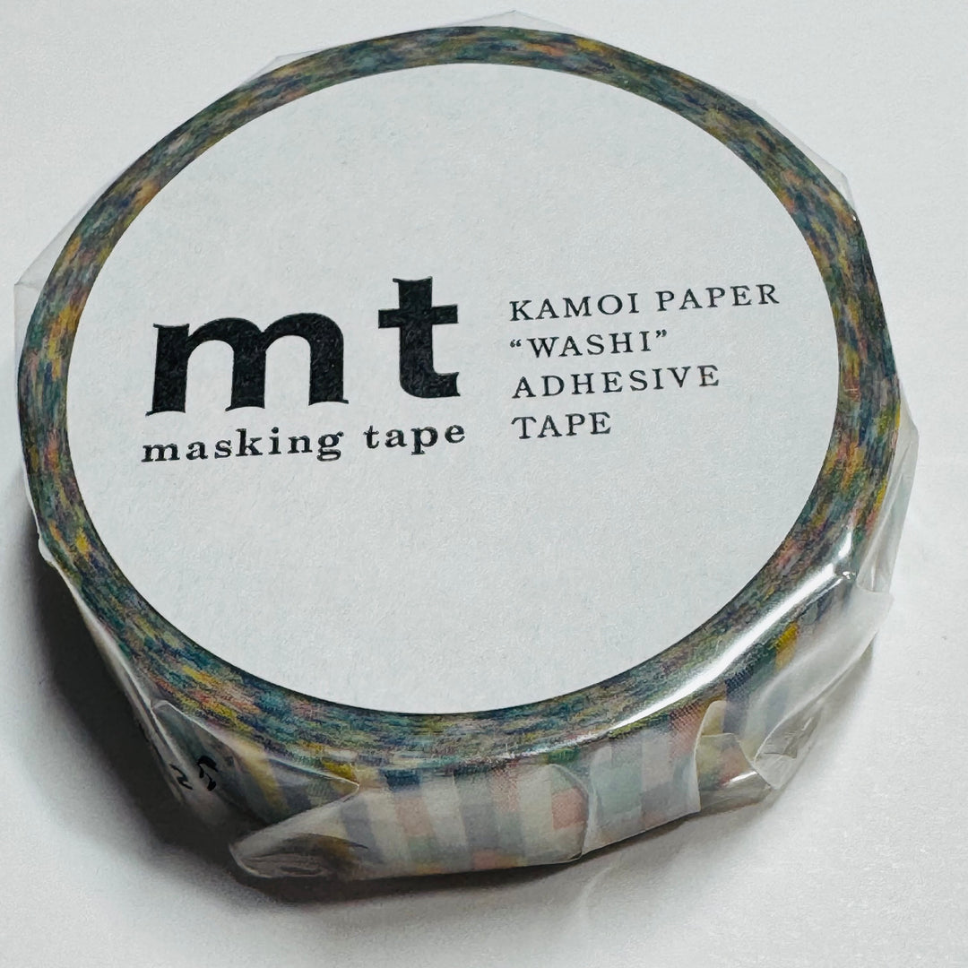 RAINBOW PIXELS SILVER FOIL Block Print Mt Washi Tape ~ 1 Roll ~ 15mm x 10m (33 Feet)