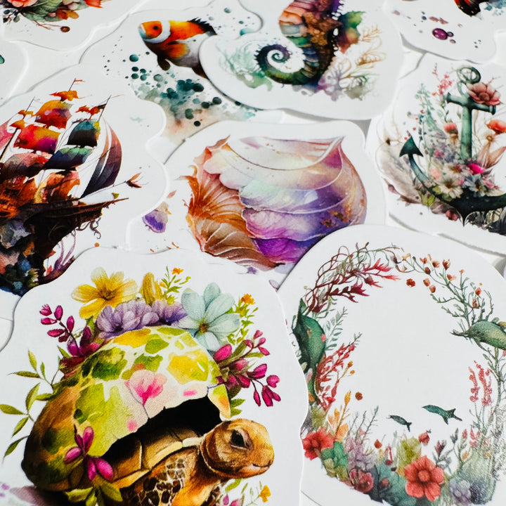 SOUND Of The SEA OCEANIC Peelable Stickers  ~ 46 Pieces ~ Each Sticker is 38mm
