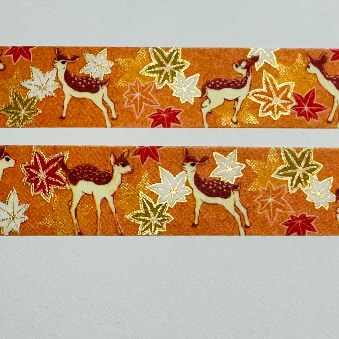 LITTLE FAWNS KIMONO In Gold Foil Saien Masking Washi Tape ~ 1 Roll ~ 15mm x 7m (23 Feet)