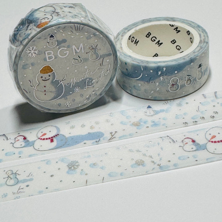 FROSTY SNOW FRIENDS In Silver Foil Designed By BGM Washi Tape ~ 1 Roll ~ 15mm x 5m (16 Feet)