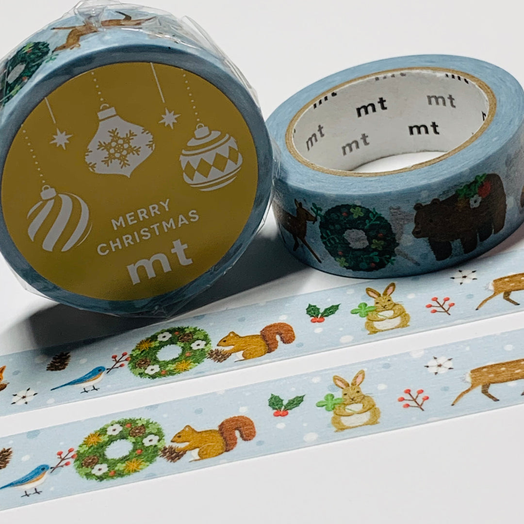 FOREST ANIMAL WREATH CHRISTMAS 2023 MT Washi Tape ~ 1 Roll ~ 15mm x 7m (23 Feet)